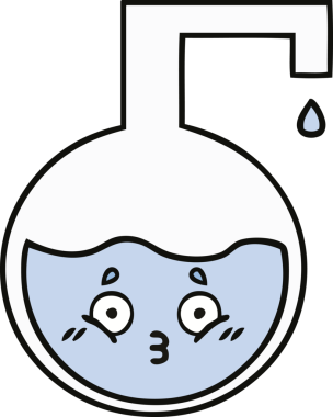 Bir insan tarafından çizilmiş bilimsel bir deneyin sevimli karikatürü.