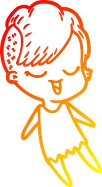 Bir insan tarafından çizilmiş mutlu bir çizgi film kızı çizimi