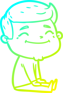 Bir insan tarafından çizilmiş mutlu bir çizgi film karakteri çizimi.