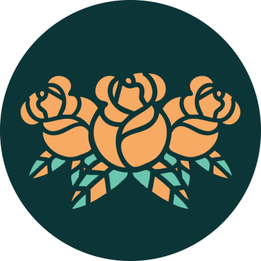 Bir insan tarafından çizilmiş bir buket çiçeğin ikonik dövme şekli