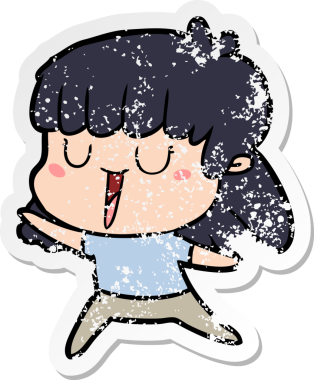 Bir insan tarafından çizilmiş karikatür bir kadının sıkıntılı çıkartması.