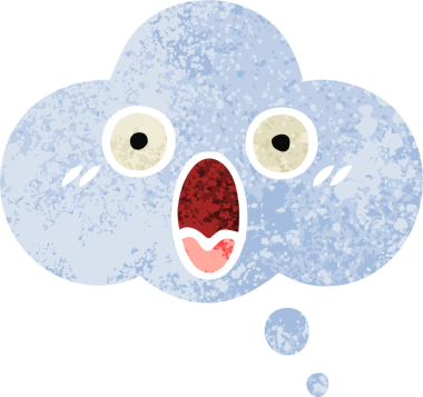 Bir insan tarafından çizilen düşünce baloncuğunun retro çizim tarzı karikatürü