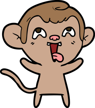 Bir insan tarafından çizilmiş çılgın çizgi film maymunu