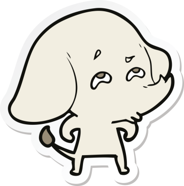 Bir insan tarafından çizilmiş karikatür filinin çıkartması.