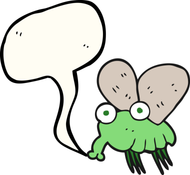 Bir insan tarafından çizilmiş serbest konuşma balonu karikatürü sineği