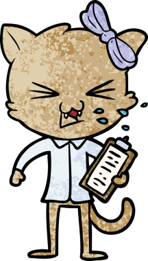 Bir insan tarafından çizilmiş çizgi film kedisi.