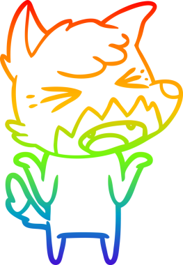 Bir insan tarafından çizilmiş kızgın bir tilkinin gökkuşağı gradyanı çizimi