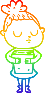 Gökkuşağı gradyan çizgi çizimi bir insan tarafından çizilmiş sakin bir kadın