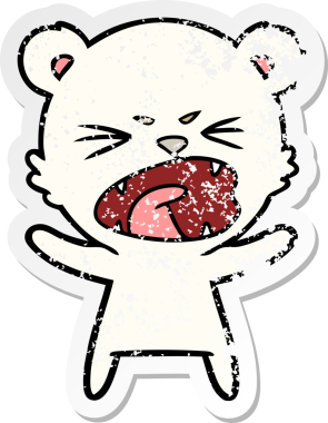 Bir insan tarafından çizilmiş kızgın bir kutup ayısının sıkıntılı çıkartması.