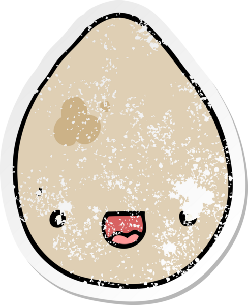 Bir insan tarafından çizilmiş karikatür yumurtasının sıkıntılı etiketi.