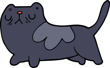 Bir insan tarafından çizilmiş çizgi film kedisi.