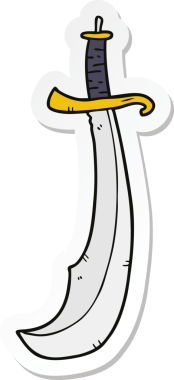 Bir insan tarafından çizilmiş karikatür kılıcının çıkartması.