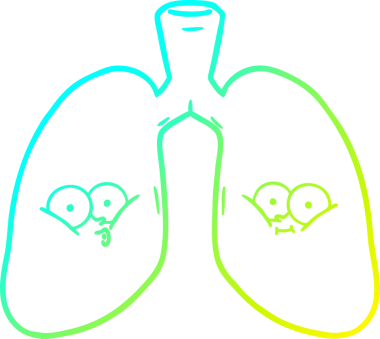 Bir insanın çizdiği karikatür akciğerlerinin soğuk gradyan çizgisi.