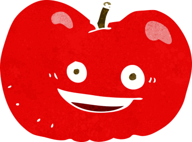 bir insan tarafından çizilmiş elma karikatürü