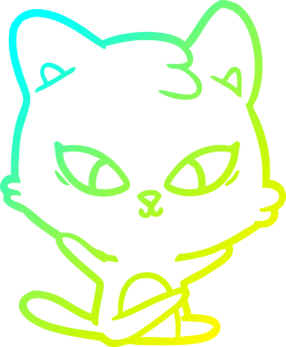 Bir insan tarafından çizilmiş bir çizgi film kedisinin soğuk gradyan çizgisi.