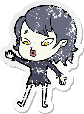 Bir insan tarafından çizilmiş şirin bir vampir kızın sıkıntılı çıkartması.