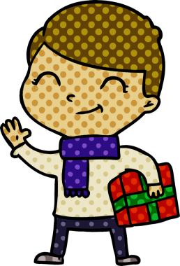 Bir insan tarafından çizilmiş gülümseyen çizgi film çocuğu.