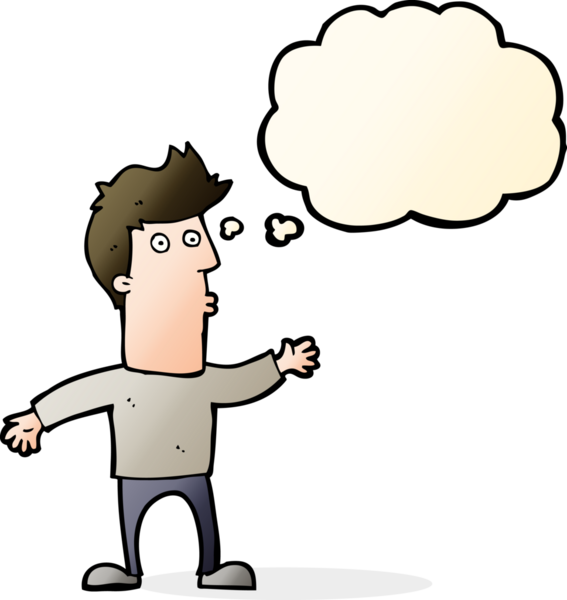 Bir insan tarafından çizilen düşünce baloncuğuyla adamı şaşırtan çizgi film.