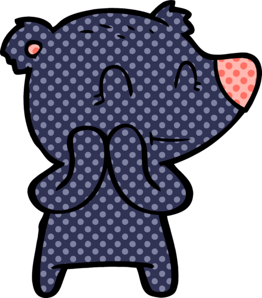 Bir insan tarafından çizilmiş gülümseyen ayı çizgi filmi.