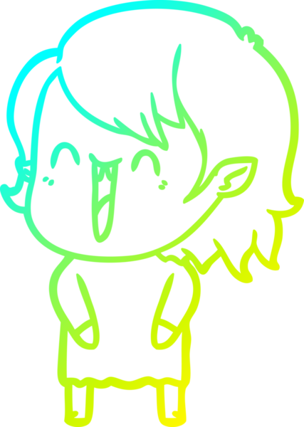 Bir insan tarafından çizilen mutlu vampir kız çizgi filminin soğuk gradyanı.