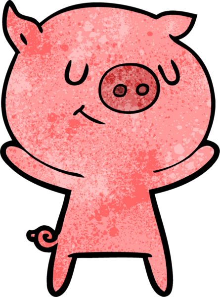 Bir insan tarafından çizilmiş mutlu çizgi film domuzu.