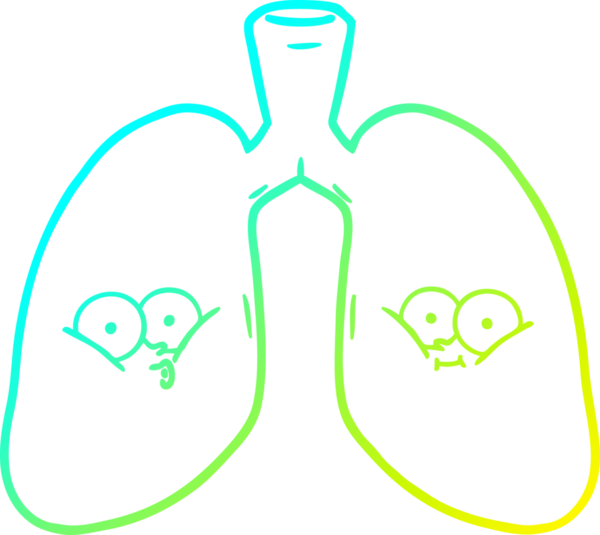 Bir insanın çizdiği karikatür akciğerlerinin soğuk gradyan çizgisi.