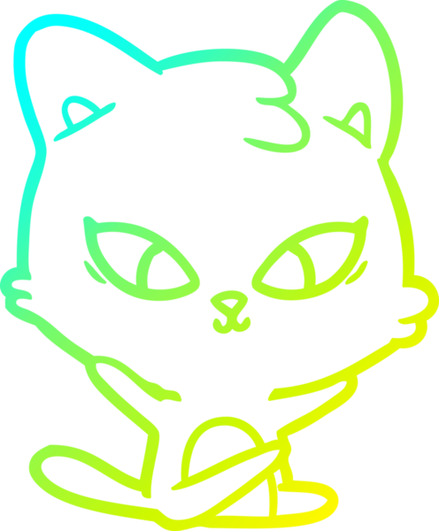 Bir insan tarafından çizilmiş bir çizgi film kedisinin soğuk gradyan çizgisi.