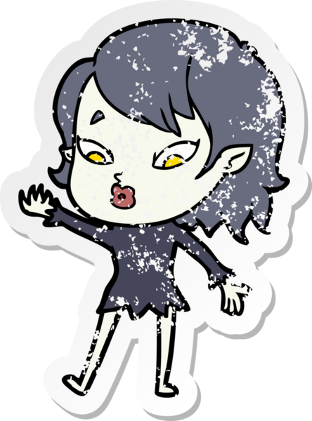 Bir insan tarafından çizilmiş şirin bir vampir kızın sıkıntılı çıkartması.