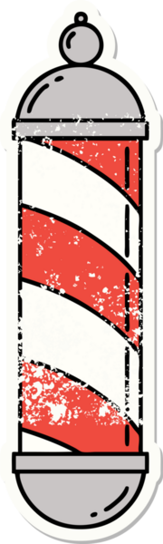 Bir insan tarafından çizilmiş geleneksel bir berber direği dövmesi.