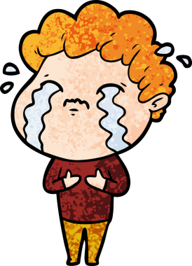 Bir insan tarafından çizilmiş ağlayan çizgi film adamı.