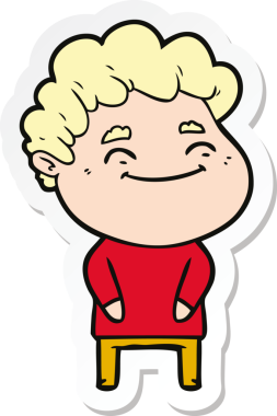 Bir insan tarafından çizilmiş, karikatür dostu bir adamın çıkartması.