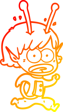 Bir çizgi film karakteri, bir insan tarafından çizilmiş bir uzaylı kız çizimi.