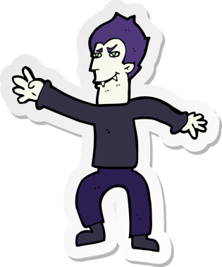 Bir insan tarafından çizilmiş bir vampir adamın çıkartması.