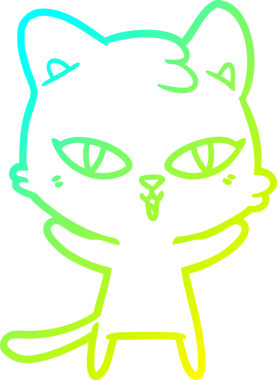 Bir insan tarafından çizilen çizgi film kedisinin soğuk gradyan çizgisi.