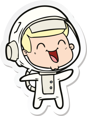 Bir insan tarafından çizilmiş mutlu bir astronotun çıkartması.