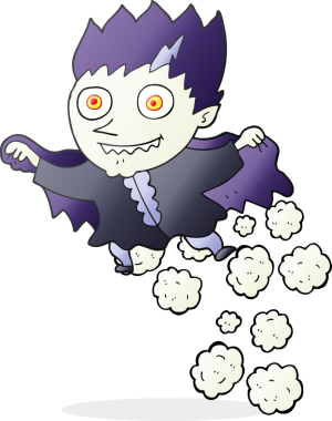 Bir insan tarafından çizilmiş serbest çizim vampir çizgi filmi.