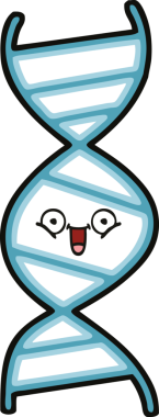 Bir insan tarafından çizilmiş DNA iplikçikli şirin bir çizgi film.