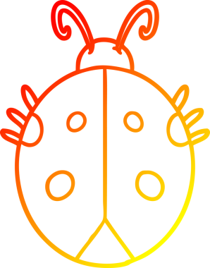 Bir insan tarafından çizilmiş bir uğur böceğinin sıcak çizgi çizimi