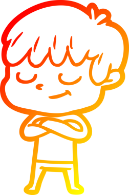 Bir insan tarafından çizilen mutlu bir çocuğun sıcak çizgi çizimi.