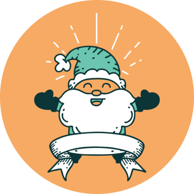 Dövme stili bir ikon Mutlu Noel Baba karakteri Bir insan tarafından çizilmiş