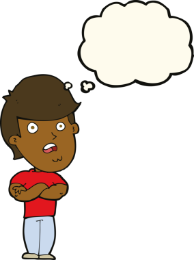 Bir insan tarafından çizilmiş düşünce baloncuğu olan hayal kırıklığına uğramış bir adam.