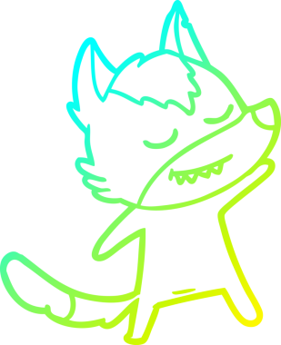 Bir insan tarafından çizilmiş dost canlısı bir kurt çizgi çizimi.