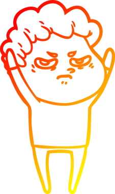 Bir insan tarafından çizilmiş kızgın bir adamın sıcak çizgi çizimi.