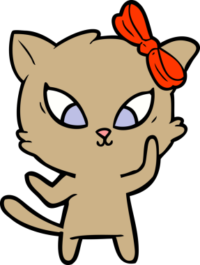 Bir insan tarafından çizilmiş çizgi film kedisi.