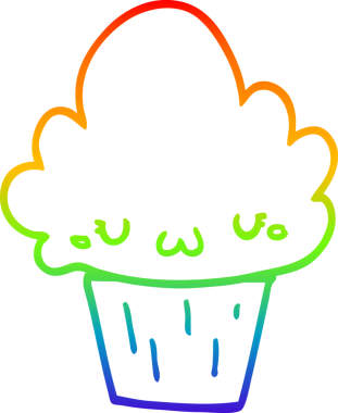 Gökkuşağı gradyan çizgi çizimi bir insan tarafından çizilmiş bir kek.