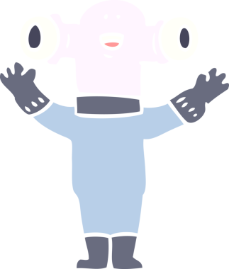 Bir insan tarafından çizilmiş düz renkli çizgi film uzaylı dalgası.