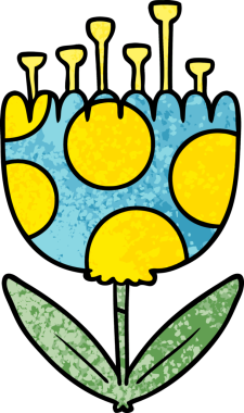 Bir insan tarafından çizilmiş karikatür desenli çiçek.