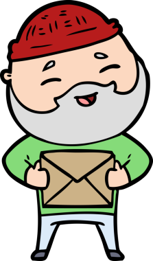 Bir insan tarafından çizilmiş mutlu sakallı bir adam.