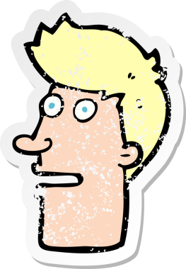 Bir insan tarafından çizilmiş bir karikatürün gerilimli erkek yüzü.