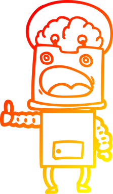 Bir insan tarafından çizilen çizgi film robotunun sıcak çizgi çizimi